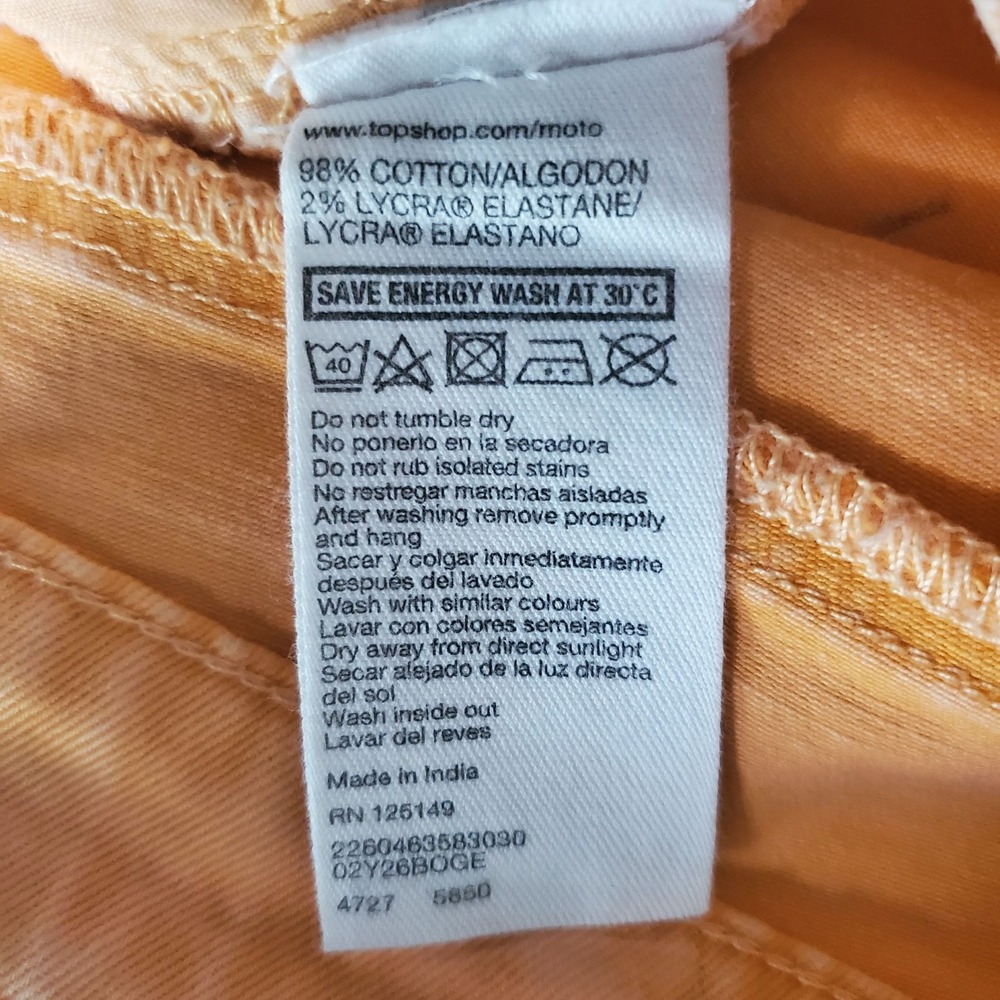 Topshop Moto Women's Jamie Skinny Jeans Light Orange Size W28 L32 - Picture 6 of 12